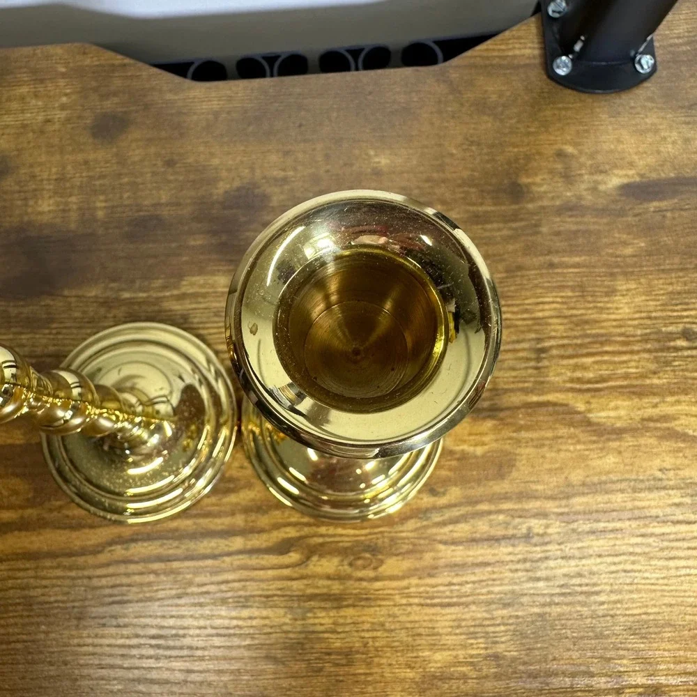 PartyLite Brass Taper Candlestick Holders Set of 2 Gold Tone Vintage Style - Picture 3 of 8